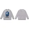 Moletom BAPE com estampa de cabeça de macaco estilo japonês, tendência transfronteiriça, gola redonda, unissex, corte solto, jaqueta de manga curta para outono e inverno