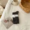 Calcetines de lana para mujer de otoño e invierno, estilo japonés, color liso, acanalados, engrosados, largos, para usar con ropa de exterior
