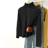 Nueva Camiseta Cálida de Manga Larga para Mujer, Temporada de Otoño e Invierno, Hecha de Terciopelo Alemán con Forro Cepillado, Capa Base Ajustada, Cuello Alto Apilado, Top Cálido