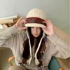 Gorro de Lana Tejido Estilo Fair Isle Lei Feng para Mujer, Gorro con Orejeras de Aviador, Cálido para Exteriores, Ciclismo, Resistente al Frío, Ala Corta, Trenzado