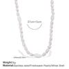 Juego de collar y pulsera de perlas de agua dulce populares francesas, lujo accesible, acero inoxidable chapado en oro de 18 quilates