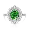 Transmisión en vivo súper ventas anillo de flor de hielo de gema de color anillo de huevo de paloma cortado chapado en oro real incrustado con diamante de alto carbono anillo de dedo con forma de huevo dropshipping