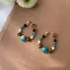 Nuevos Pendientes de Piedra Natural Estilo Chino Estilo Étnico de Xizang Pendientes Literarios Retro Pendientes Exquisitos y Elegantes Elegantes