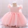 Amazon Europeo y Americano Vestido de Bebé Vestido de Princesa con Mangas de Murciélago para Bebé de un Año Niñas Elegante con Perlas Vestido Lavado Shaggy