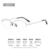 Armazón de Gafas Ultra Ligero de Titanio Puro Plata Media Montura para Hombre, Elegante y Refinado, 24610 Armazón Retro de Titanio para Gafas de Prescripción