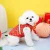 Roupas para Pets Ano Novo Chinês Roupa Vermelha para Filhotes Outono e Inverno Cachorro Teddy Schnauzer Gato Pomerânia 23 Novo Ano Traje Tang