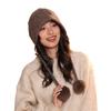 Gorro de Punto con Capa de Elfo Calabaza 100% Lana, Otoño e Invierno, Tamaño Grande para la Cabeza Hace que la Cara Parezca Más Pequeña, Gorro de Punto para Niñas, Gorro de Punto con Pompon