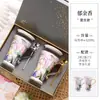 Juego de Tazas de Cerámica Ins Estilo Pastoral para Pareja Par de Vasos de Agua Set de Vasos de Lujo Ligero Francés Gama Alta