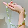 Collar trenzado de cristal artificial de alta calidad, alto brillo, perla, peridoto natural, cadena para la clavícula