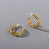 Serie Navideña Aretes de Alambre Envuelto en Forma de C con Nudo Aguja de Plata S925 Estilo Europeo y Americano Únicos de Moda Tendencia
