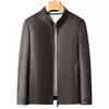 Chaqueta de Cuero de Alta Calidad Haining para Hombres de Mediana Edad y Mayores, Abrigo Delgado de Estilo Casual de Negocios, Adecuado para Primavera y Otoño
