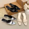 Zapatos de Mujer de Moda con Punta Abierta y Una Correa Estilo Europeo con Punta Cuadrada y Tacón de Cuña 2026 Verano Zapatillas de Tacón Alto de Gama