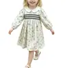 Vestido Coreano Nuevo Estilo para Niñas Primavera y Otoño 2026 con Cuello de Muñeca y Mangas Largas Estampadas, Elegante Vestido de Princesa para Niñas