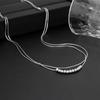 Collar minimalista de acero de titanio sin color de doble capa con cuentas, cadena de hueso de serpiente plateada, nicho femenino, versátil, elegante, de alta calidad, cadena para clavícula