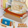 Estojo de Lápis Portátil Novo Estilo Colorido, Bolsa de Papelaria Multifuncional, Pequena Bolsa de Papelaria Prática com Camadas para Crianças, Estojo de Lápis para Alunos do Ensino Fundamental