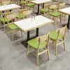 Conjunto de Mesa e Cadeiras para Refeições Rápidas em Laje de Rocha e Madeira Maciça para Lanchonetes, Restaurantes, Padarias, Lojas de Chá com Leite e Restaurantes de Hot Pot Picante; Combinação de Mesa e Cadeiras para Restaurante com Booth