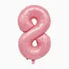 Balões de Folha de Alumínio de 32 polegadas Números de Aniversário Rosa Embalados Individualmente Balões de Folha de Alumínio Decoração de Aniversário Montagem de Cena