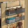 Colgador detrás de la puerta, artefacto para abrigos y sombreros de entrada, estante de almacenamiento montado en la pared, sin perforaciones, tendedero colgante lateral para puerta de dormitorio