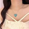 Collar de Amor Tridimensional Azul Río de Hielo de Dongdaemun de Corea del Sur Cadena para Suéter Amor Transparente como Hielo Cadena para Clavícula