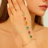 Pulseira Popular Quadrada de Zircônia Colorida Flor de Dedo Tendência Simples Europeia e Americana Transfronteiriça Amazon Personalizada