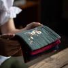 Paño de cocina absorbente engrosado paño de té algodón y lino bordado flor de ciruelo tapete de té ceremonia del té accesorios para juego de té liso creativo