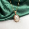 Collar de perla natural Mabe con incrustaciones, anillo, aretes pequeños, traje, moda simple, comodín, cadena para clavícula, fabricantes, venta al por mayor