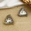 Botón de hebilla de diamante de aleación triangular de vidrio cosido a mano con incrustaciones de diamante para cuello de abrigo suéter camisa cortavientos estilo Chanel