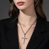 1 Transfronterizo Amazon AliExpress Moda Sencilla Estilo Coreano Incrustado de Diamantes Lujo Ligero Nuevo Colgante Cruzado para Hombre y Mujer