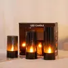 Vela Electrónica Transfronteriza Luz Negra Acrílico Negro Vidrio Simuladado Set de Velas para Clubes, Bares, Halloween
