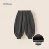 Bangxuan Huzhou Zhili Ropa Infantil Pantalones Infantiles Con Puño Forro Polar Pantalones Largos para Niños Invierno Simples Versátiles Pantalones de Chándal para Niñas