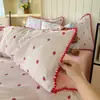Conjunto de Gaze Dupla Fresco e Simples Quatro Peças Capa de Edredom Floral Lençol de Cama Capa de Edredom para Dormitório de Estudante Estilo Saia de Cama Conjunto de Três Peças Lavável