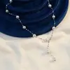 Collar Largo de Perlas Irregulares Estilo Francés de Lujo Ligero Cadena para Suéter Nicho Simple Joyería de Gama Alta al por Mayor para Mujeres