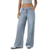 En Stock Envío Rápido Aliexpress Amazon Transfronterizo Nuevos Jeans para Mujer Asimétricos de Tiro Bajo Botón Cremallera Al por Mayor