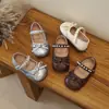 Zapatos de Princesa de Cuero para Niñas Primavera y Otoño 1-3 Años Suela Suave Moño Perla Zapatos Mary Jane Zapatos para Caminar de Bebé