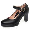 Sapatos de passarela de salto médio cheongsam feminino salto alto feminino cabeça redonda modelo sapatos de treinamento preto sapatos de trabalho profissional feminino sapatos de camada única