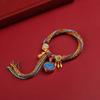 Thangka Xizang pulsera de mano de cuerda de algodón frotada a mano pulsera tejida ojo zachilam Dios de la Riqueza de las cinco direcciones Tara Verde cuentas literarias thangka