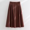[Hengjia Qy] Falda plisada de cintura alta para mujer, Nuevo look adelgazante de otoño y falda A de lino con caída