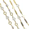 Cadena de Cobre Chapada en Oro de 18 Quilates para Collar de Joyería DIY Cadena Retorcida de Perla de Cristal Flor de Ciruelo Fuerte Retención de Color Cadena para Accesorios de Moda Piezas de Cadena