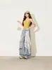 Jeans anchos desgastados lavados estilo coreano para mujer, verano 2026, delgados, de cintura alta, adelgazantes, holgados, con caída, pantalones casuales