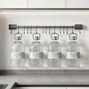 Estante de Almacenamiento para Cocina, Ganchos para Cocina, Barra con Ganchos Móviles, Barra Colgante sin Taladro, Soporte para Espátulas y Cucharas, Almacenamiento Montado en Pared