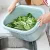 Tina de Lavado de Verduras de Doble Capa Cesta Coladora de Plástico Tina Escurridora Cesta para Verduras Tina para Lavar Verduras Cocina Doméstica Lavar Fruta Tina Escurridora