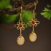 Yue Erxin Original Artístico Retro Prata Folha Geométrica Brincos Retro Planta Flor Brincos Populares