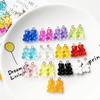 Brincos de urso de desenho animado coreanos criativos em cores doces, brincos transparentes de resina com cores de urso fofos para mulheres