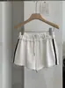 KEKEZOON Pantalones Cortos Deportivos de Verano para Mujer con Encaje Patchwork, Cintura Alta Elástica, Pierna Ancha Línea A, Hot Pants 7438