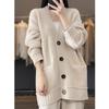¡Versión Engrosada! Estilo Holgazán Gris Cárdigan de Punto de Botón Único Ropa Exterior para Mujer Otoño Nuevo Estilo Coreano Ropa de Punto Holgada