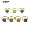 WT-R522 polvo de gema cuadrada de color cristal brillante multicolor opcional anillo para uso diario joyería para niñas