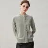 Cárdigan de cachemira de punto de doce puntos de hilo simple para mujer, cuello semi-alto, patrón floral tejido a mano, nuevo abrigo de punto de manga larga para otoño e invierno