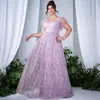 Vestido de Noche Francés de Escote en V para Tallas Grandes, Alta Costura Morada con Lentejuelas, Diseño de Nicho para Adultos, Adecuado para Brindar en Fiestas de Cumpleaños