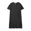 2026Treze CoresAlgodão Puro Cor Sólida Vestido de Verão com Fenda, Moda Solta Vestido Longo, Vestido Camiseta de Manga Curta