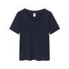 Verano 230g Hombro Derecho Corto Cuello en V Corto Slim Camiseta de Manga Corta para Mujer Americana Sexy Look Adelgazante de Cintura Top Versátil para el Día a Día
